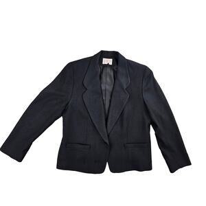 VINTAGE Pendleton Blazer Jacket Womens 16 Petite Black Sports Coat Virgin Wool